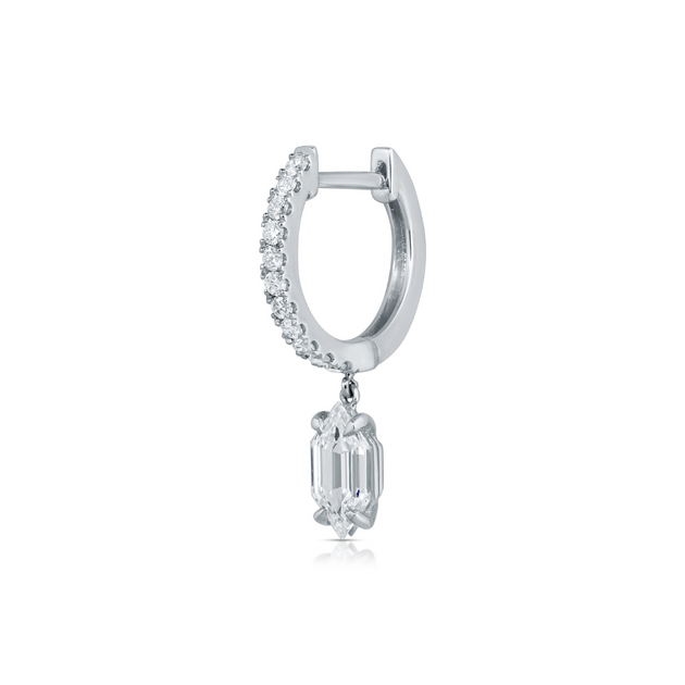 anita ko DIAMOND HUGGIE WITH BULLET SHAPED DIAMOND DROP