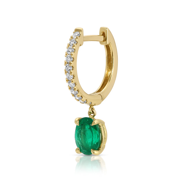 anita ko DIAMOND HUGGIE WITH OVAL COLOMBIAN EMERALD .31