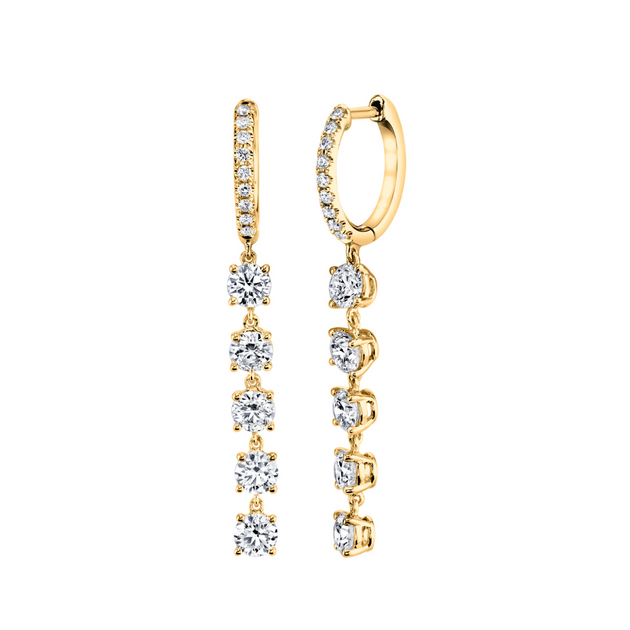 Anita Ko DIAMOND HUGGIES WITH FIVE ROUND DIAMOND DROPS