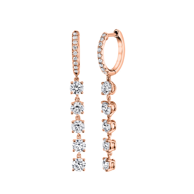 Anita Ko DIAMOND HUGGIES WITH FIVE ROUND DIAMOND DROPS