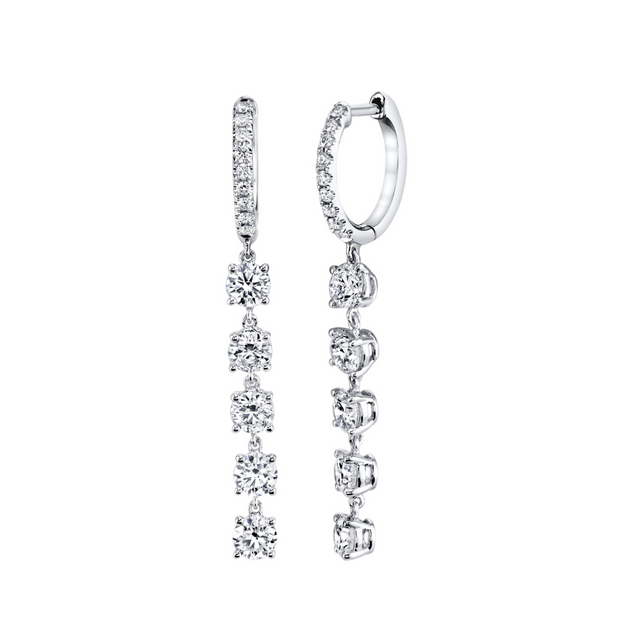 anita ko DIAMOND HUGGIES WITH FIVE ROUND DIAMOND DROPS