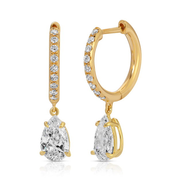 anita ko DIAMOND HUGGIES WITH LARGE PEAR DIAMOND DROP