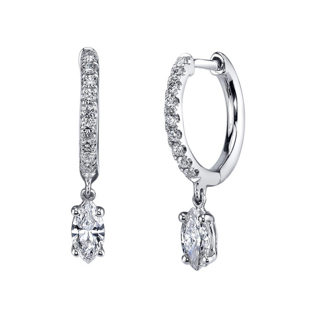 Anita Ko DIAMOND HUGGIES WITH MARQUISE DIAMOND DROP