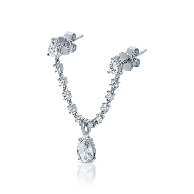 Anita Ko DOUBLE PIERCING PEAR DIAMOND LOOP EARRING WITH PEAR DIAMOND DROP