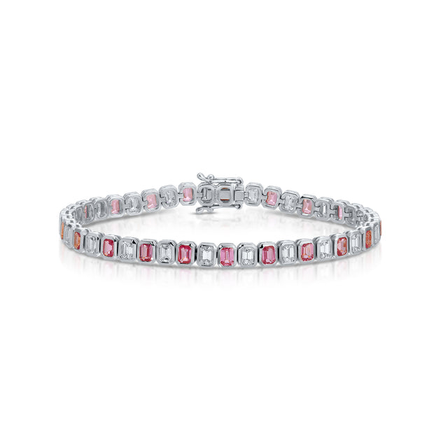 Anita Ko EMERALD CUT PINK SAPPHIRE AND EMERALD CUT DIAMOND BRACELET