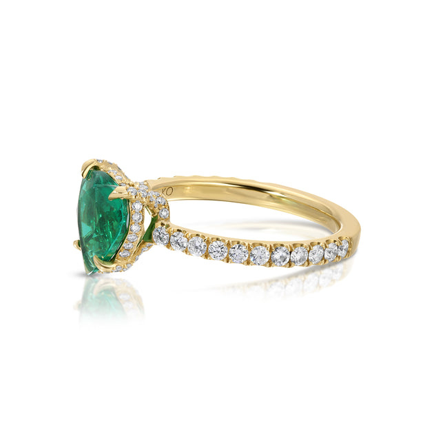 Anita Ko EMERALD HEART RING WITH DIAMOND BASKET AND BAND
