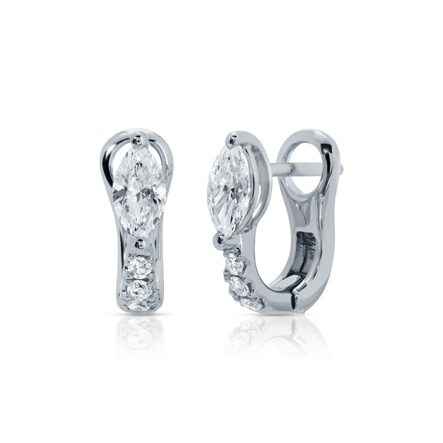 Anita Ko FLAT PAVE DIAMOND HUGGIES WITH MARQUISE DIAMONDS