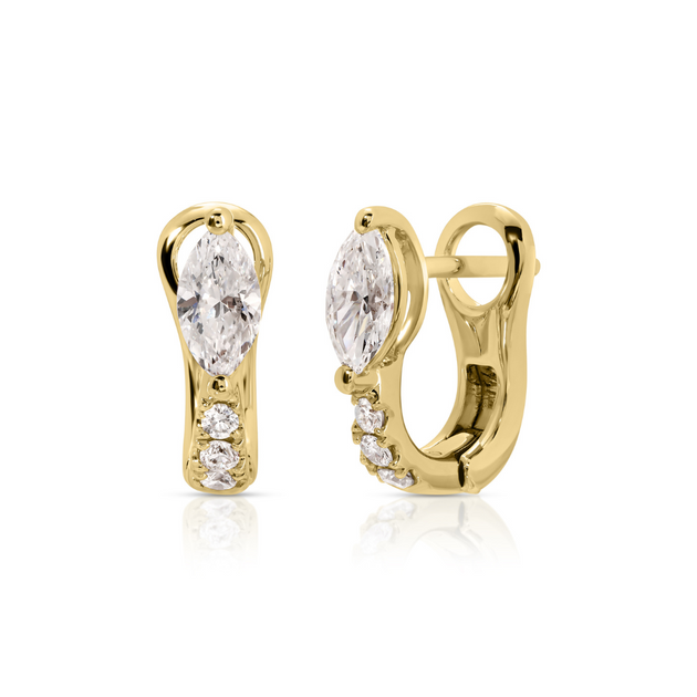 anita ko FLAT PAVE DIAMOND HUGGIES WITH MARQUISE DIAMONDS