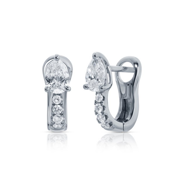 Anita Ko FLAT PAVE DIAMOND HUGGIES WITH PEAR DIAMONDS