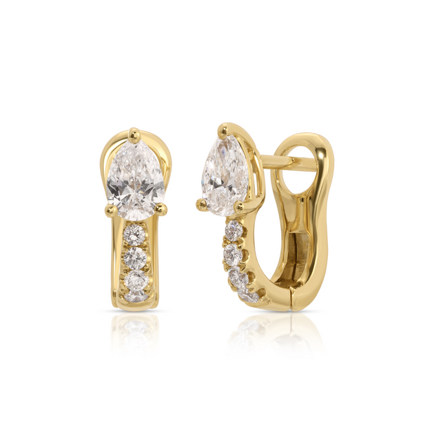 anita ko FLAT PAVE DIAMOND HUGGIES WITH PEAR DIAMONDS