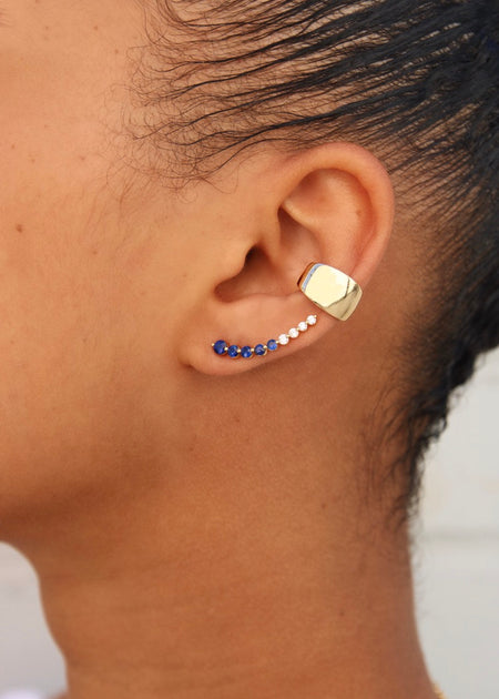 Anita Ko FLOATING DIAMOND AND BLUE SAPPHIRE EARRING