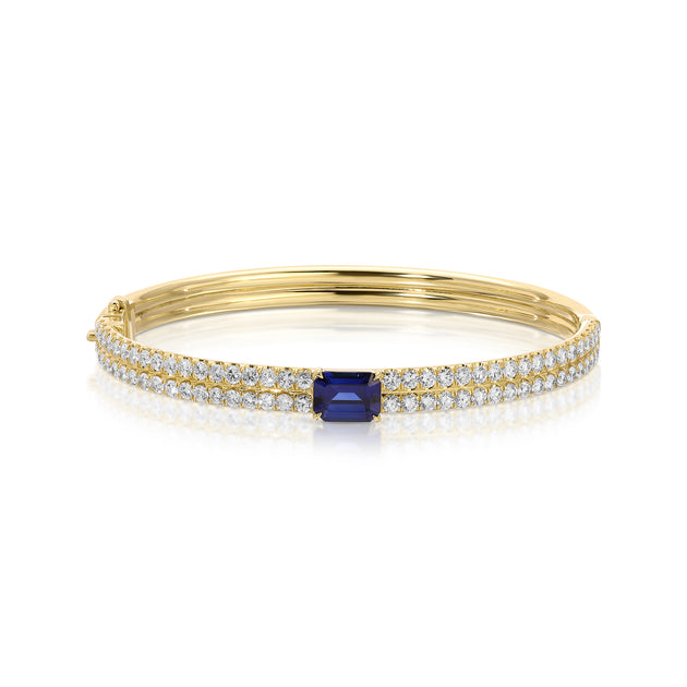anita ko GIA DIAMOND BRACELET WITH EMERALD CUT BLUE SAPPHIRE CENTER