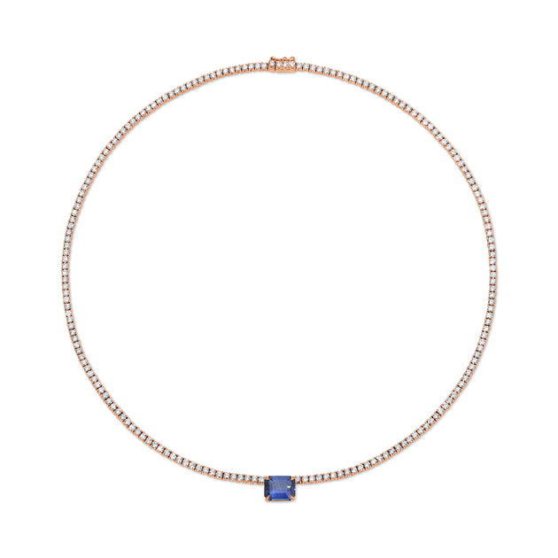 Anita Ko HEPBURN CHOKER WITH EMERALD CUT BLUE SAPPHIRE CENTER
