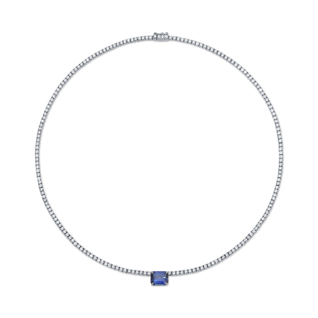 Anita Ko HEPBURN CHOKER WITH EMERALD CUT BLUE SAPPHIRE CENTER