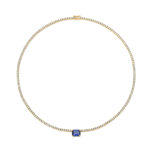 anita ko HEPBURN CHOKER WITH EMERALD CUT BLUE SAPPHIRE CENTER