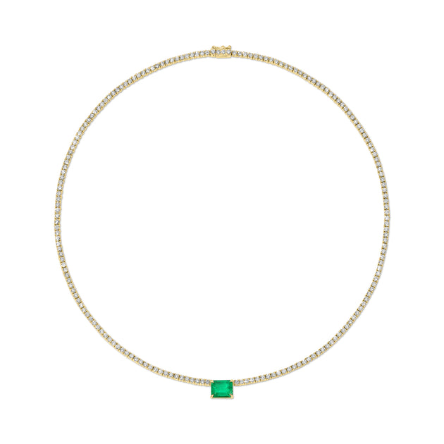 anita ko HEPBURN CHOKER WITH EMERALD CUT COLOMBIAN EMERALD CENTER