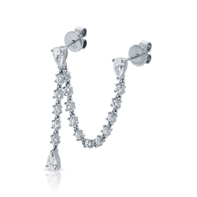 Anita Ko ISLA DOUBLE PIERCING LOOP EARRING WITH DIAMOND CHAIN DROP