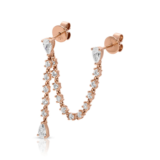 Anita Ko ISLA DOUBLE PIERCING LOOP EARRING WITH DIAMOND CHAIN DROP