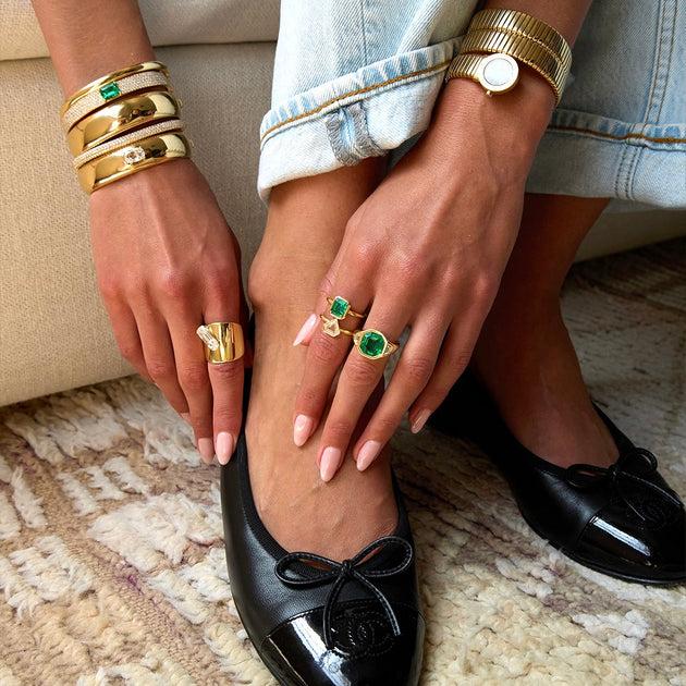 Anita Ko LARGE COSMO BANGLE WITH ROSE CUT OVAL DIAMOND CENTER