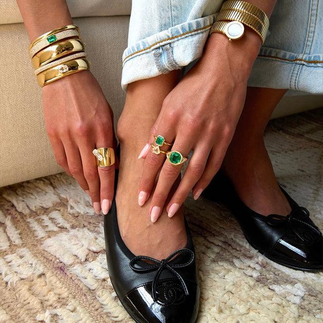 Anita Ko LARGE COSMO BANGLE WITH ROSE CUT OVAL DIAMOND CENTER