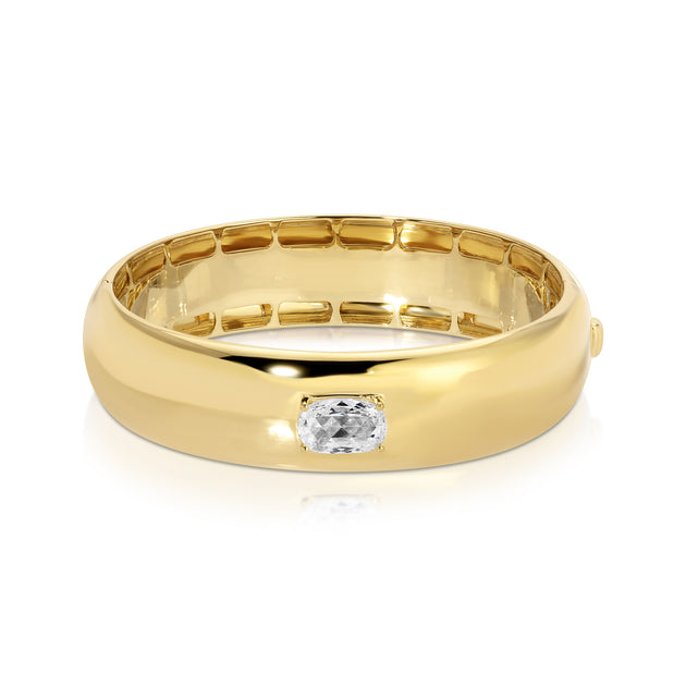 anita ko LARGE COSMO BANGLE WITH ROSE CUT OVAL DIAMOND CENTER