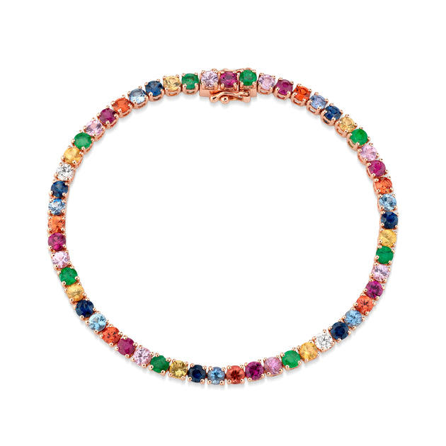 anita ko LARGE MULTI-COLORED FINE GEMSTONE AND DIAMOND HEPBURN BRACELET