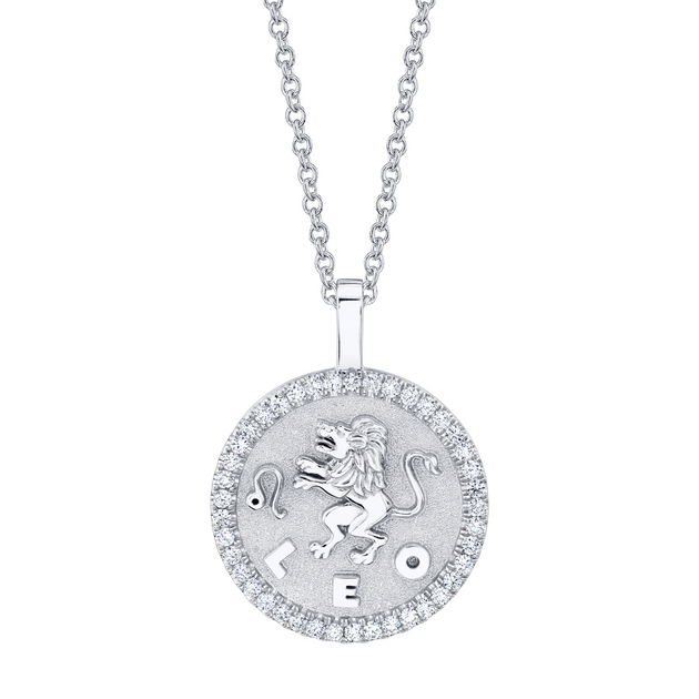 Anita Ko LEO ZODIAC COIN PENDANT WITH DIAMOND FRAME