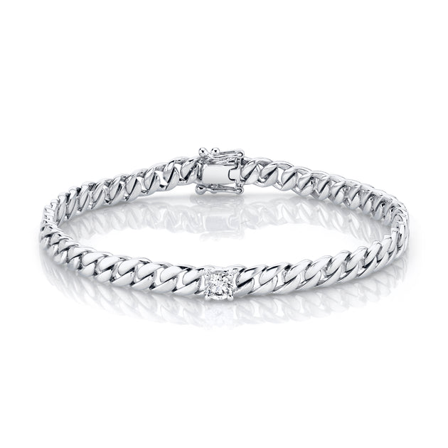 Anita Ko MEDIUM CUBAN LINK BRACELET WITH ROUND DIAMOND CENTER