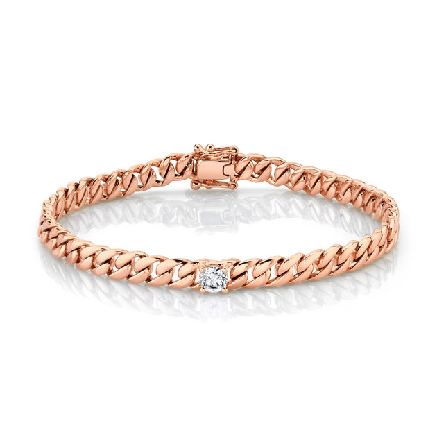 Anita Ko MEDIUM CUBAN LINK BRACELET WITH ROUND DIAMOND CENTER