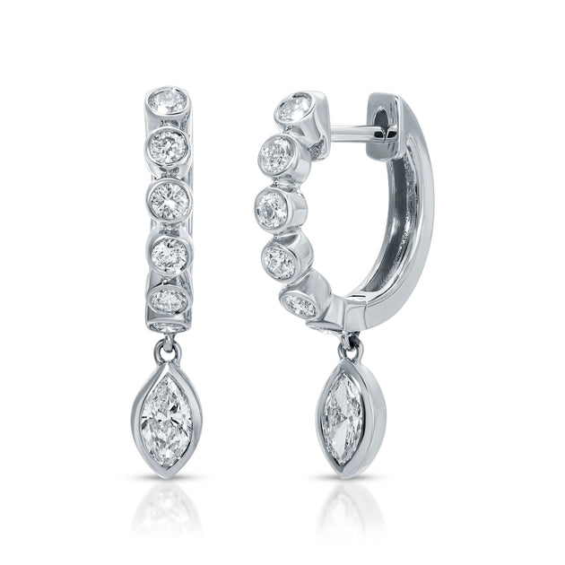 Anita Ko MELROSE BEZELED HUGGIES WITH MARQUISE DIAMOND DROP