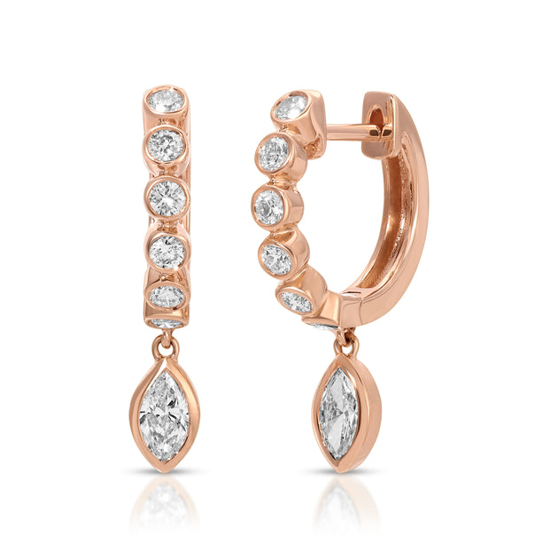 Anita Ko MELROSE BEZELED HUGGIES WITH MARQUISE DIAMOND DROP