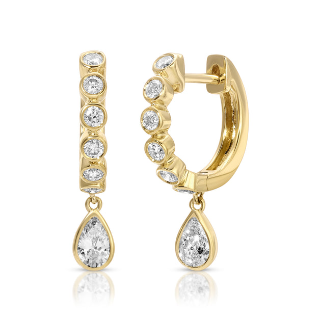 anita ko MELROSE BEZELED HUGGIES WITH PEAR DIAMOND DROP