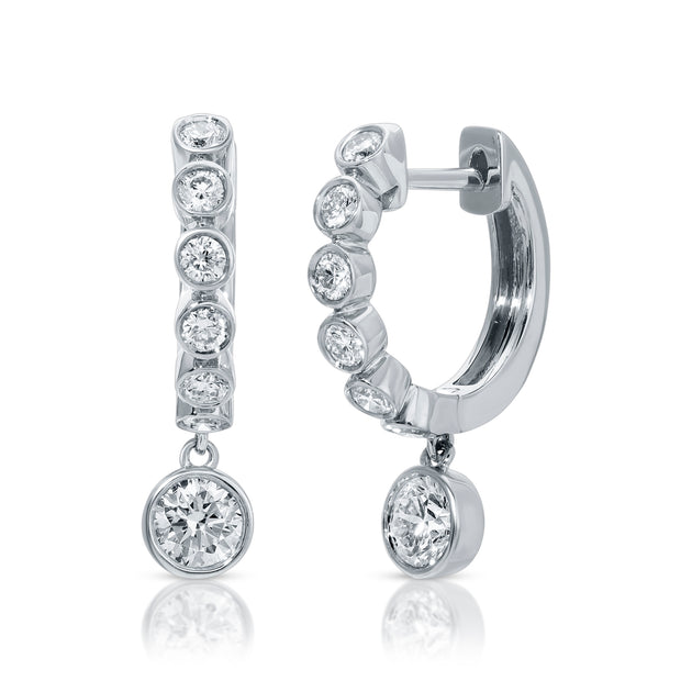 Anita Ko MELROSE BEZELED HUGGIES WITH ROUND DIAMOND DROP