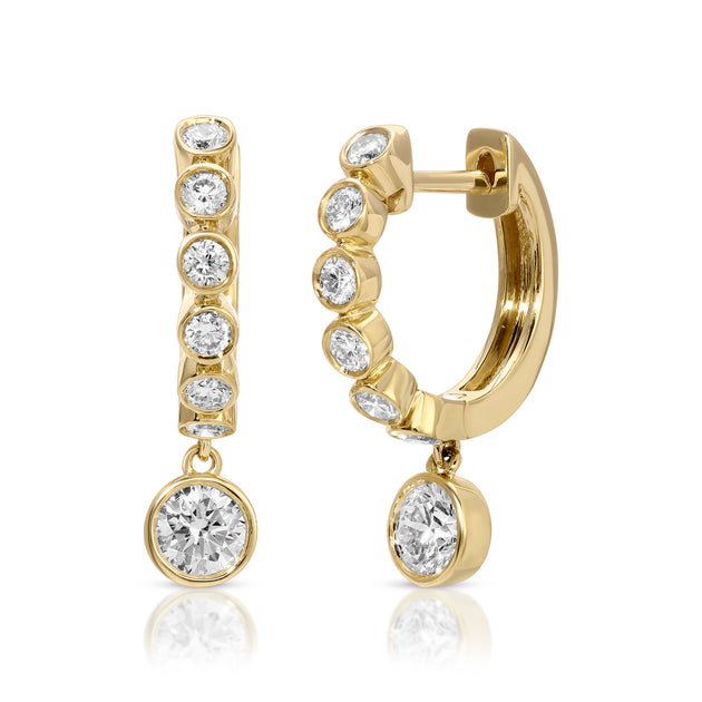 anita ko MELROSE BEZELED HUGGIES WITH ROUND DIAMOND DROP