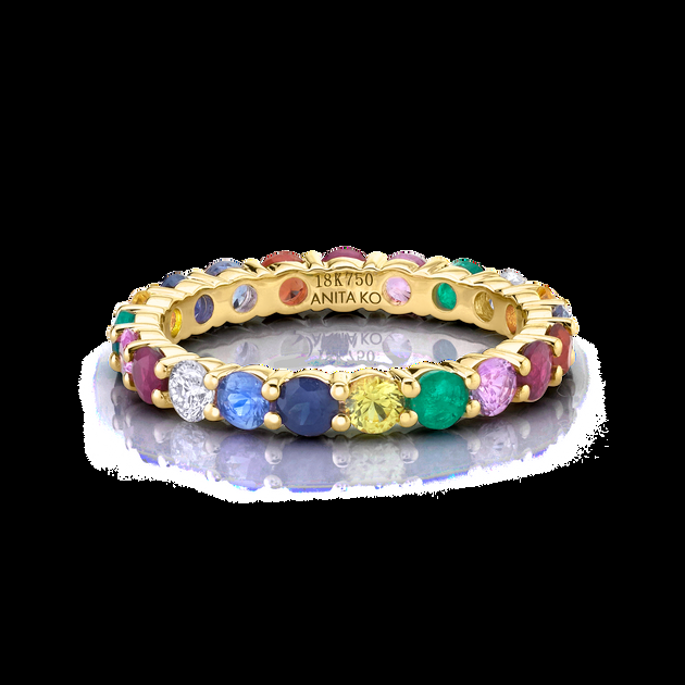 Anita Ko MULTI-COLORED GEMSTONE AND DIAMOND ETERNITY BAND