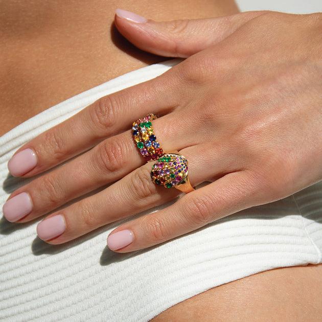 Anita Ko MULTI-COLORED GEMSTONE AND DIAMOND ETERNITY BAND