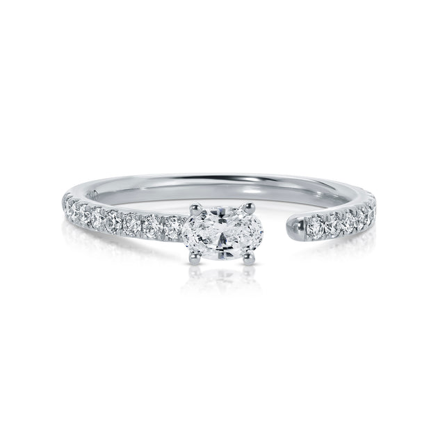 Anita Ko OVAL DIAMOND SATURN RING WITH .25CT OVAL AND PAVE BAND