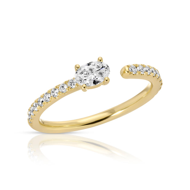 Anita Ko OVAL DIAMOND SATURN RING WITH .25CT OVAL AND PAVE BAND