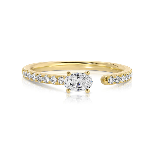 anita ko OVAL DIAMOND SATURN RING WITH .25CT OVAL AND PAVE BAND