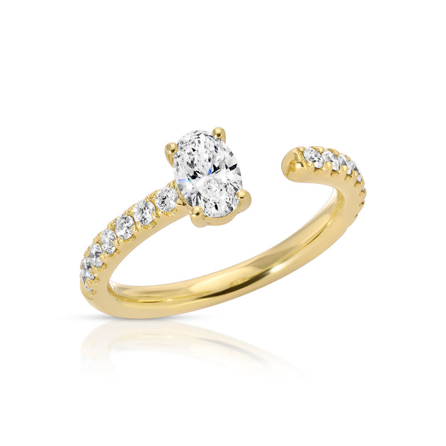 Anita Ko OVAL DIAMOND SATURN RING WITH .50CT OVAL AND PAVE BAND