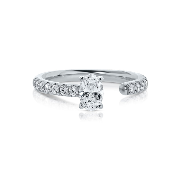 Anita Ko OVAL DIAMOND SATURN RING WITH .50CT OVAL AND PAVE BAND