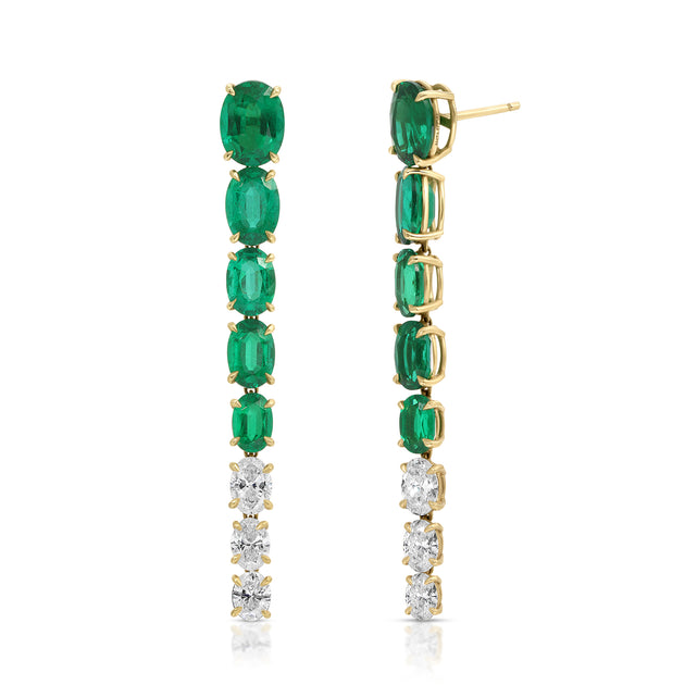 anita ko OVAL SHAPE EMERALD AND DIAMOND DROP EARRINGS