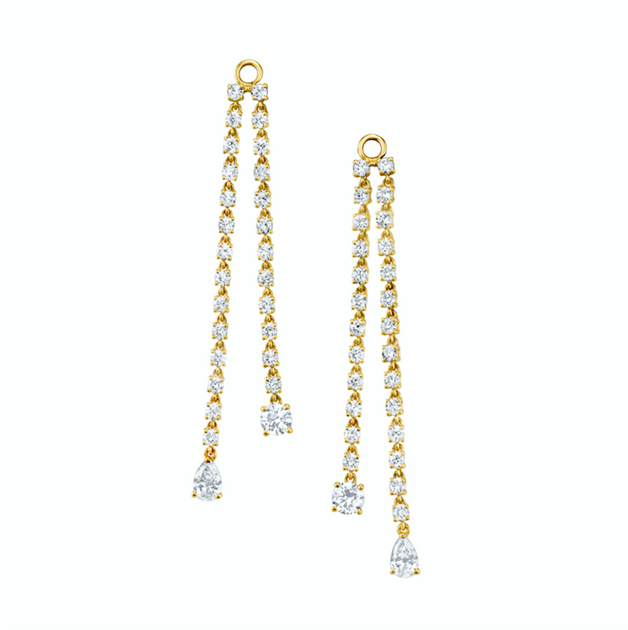 Anita Ko PAIR OF DOUBLE DRAPED DIAMOND ROPE EARRINGS WITH ROUND AND PEAR DIAMOND DROPS