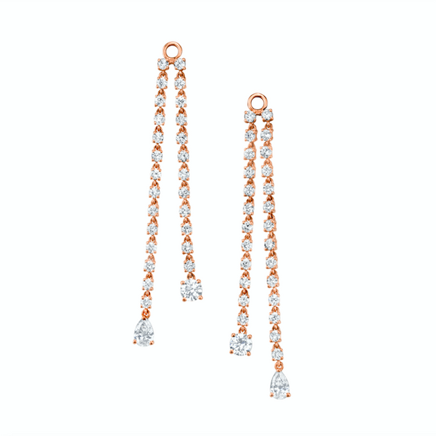 Anita Ko PAIR OF DOUBLE DRAPED DIAMOND ROPE EARRINGS WITH ROUND AND PEAR DIAMOND DROPS