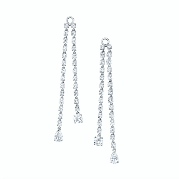 anita ko PAIR OF DOUBLE DRAPED DIAMOND ROPE EARRINGS WITH ROUND AND PEAR DIAMOND DROPS