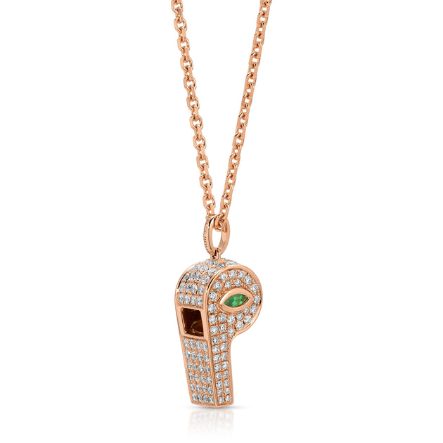 Anita Ko PAVE DIAMOND BABY WHISTLE WITH MARQUIS EMERALD