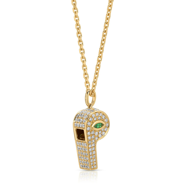 anita ko PAVE DIAMOND BABY WHISTLE WITH MARQUIS EMERALD