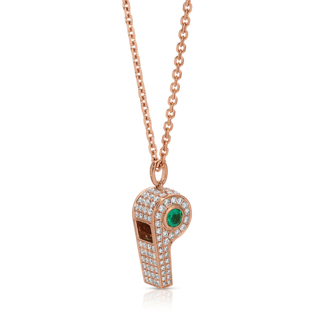 Anita Ko PAVE DIAMOND BABY WHISTLE WITH ROUND COLOMBIAN EMERALD