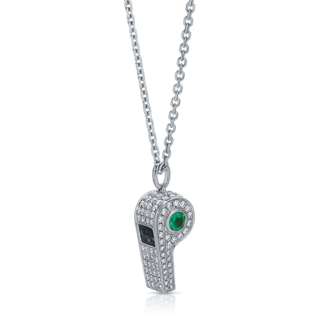 Anita Ko PAVE DIAMOND BABY WHISTLE WITH ROUND COLOMBIAN EMERALD