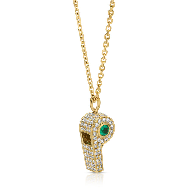 anita ko PAVE DIAMOND BABY WHISTLE WITH ROUND COLOMBIAN EMERALD